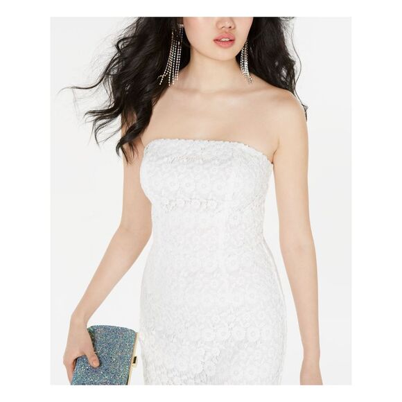 B DARLIN Womens Sheath Midi Dress White Sleeveless Cocktail Juniors 3\4 - Picture 3 of 4